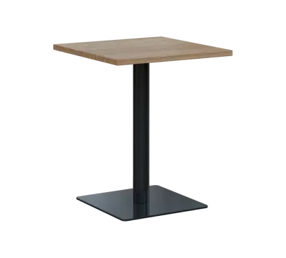 SQT 450 - 1 stůl hranlatý, deska 600x600 mm, síla 25 mm, trubková noha černá, dub bardolino